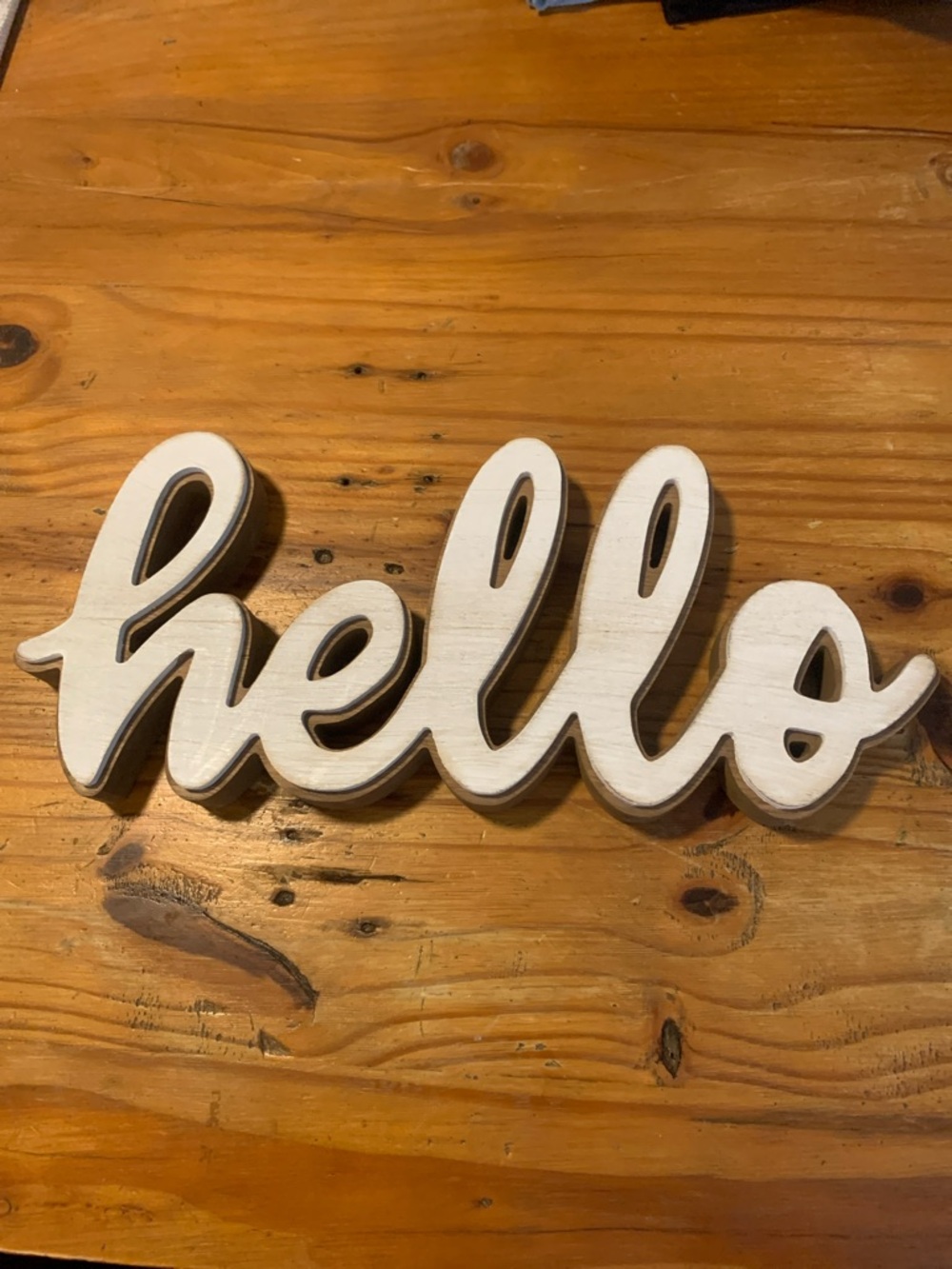 White Wooden "hello" Wall Sign - Home Decor Approx. 14 in. length/1 in. Width